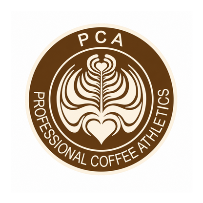 Logo of Professional Coffee Athletics with a brown and white design on a white background