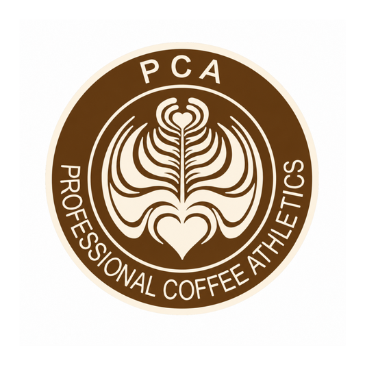 Logo of Professional Coffee Athletics with a brown and white design on a white background